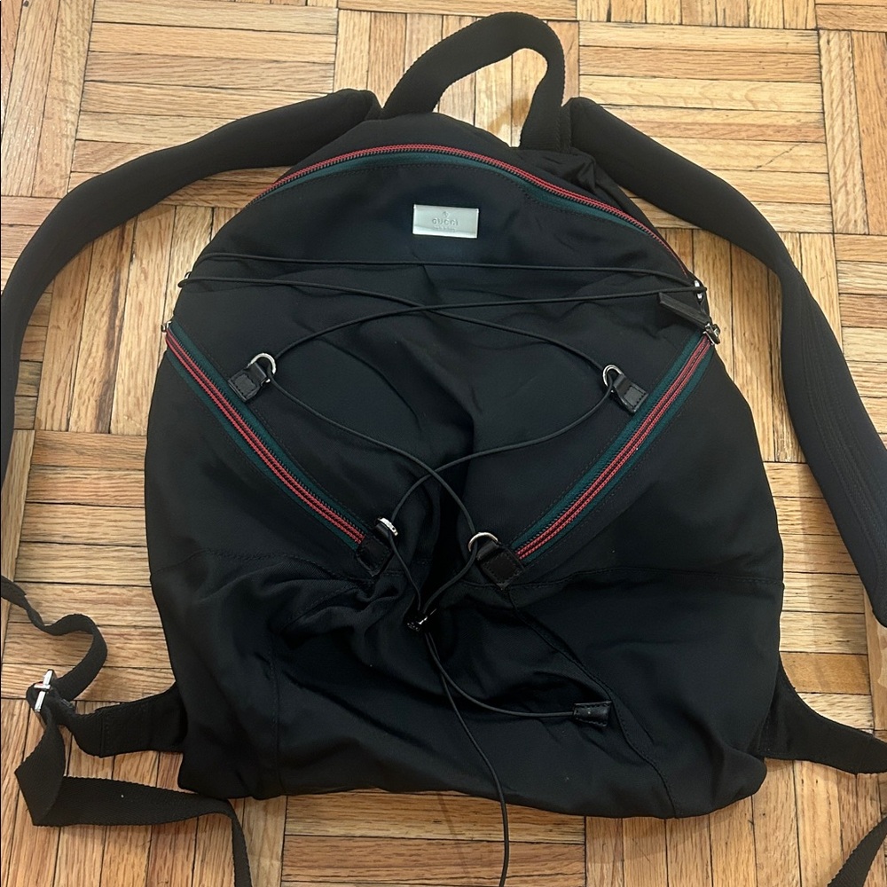 Gucci Black and red green Men's nylon Backpack